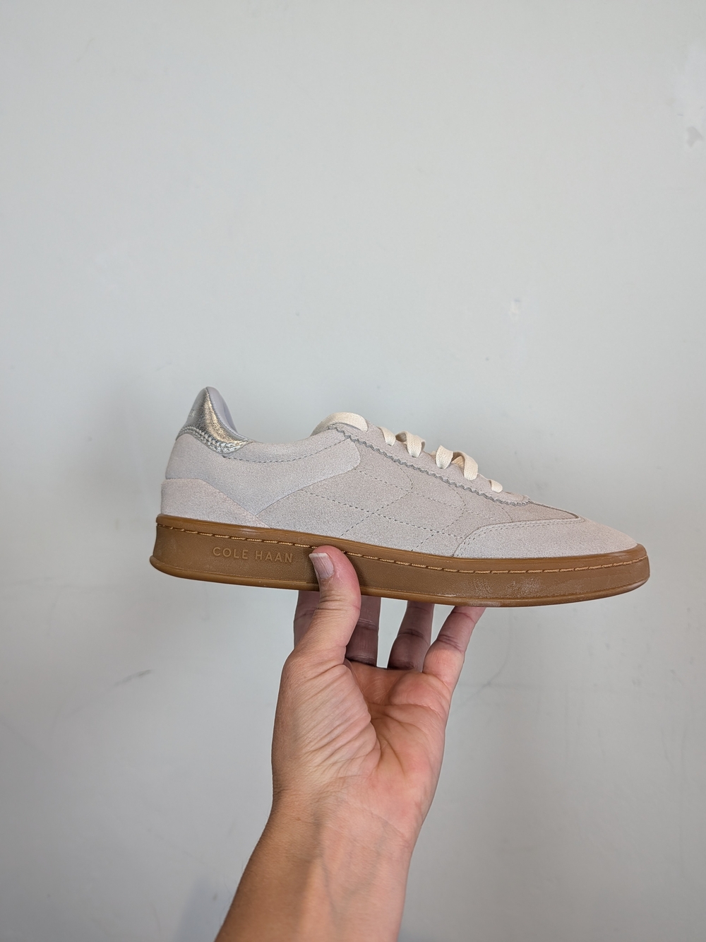 Cole Haan Grandpro Beige Suede Sneaker, Size 7B
